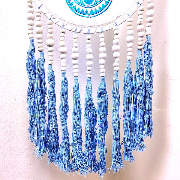 Dreamcatcher Blue Fatima Hand Embroidered Fringe Wall Decor