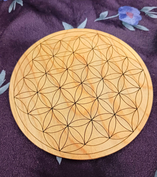 Sacred Geometry Grid Wood Mini 4" diameter