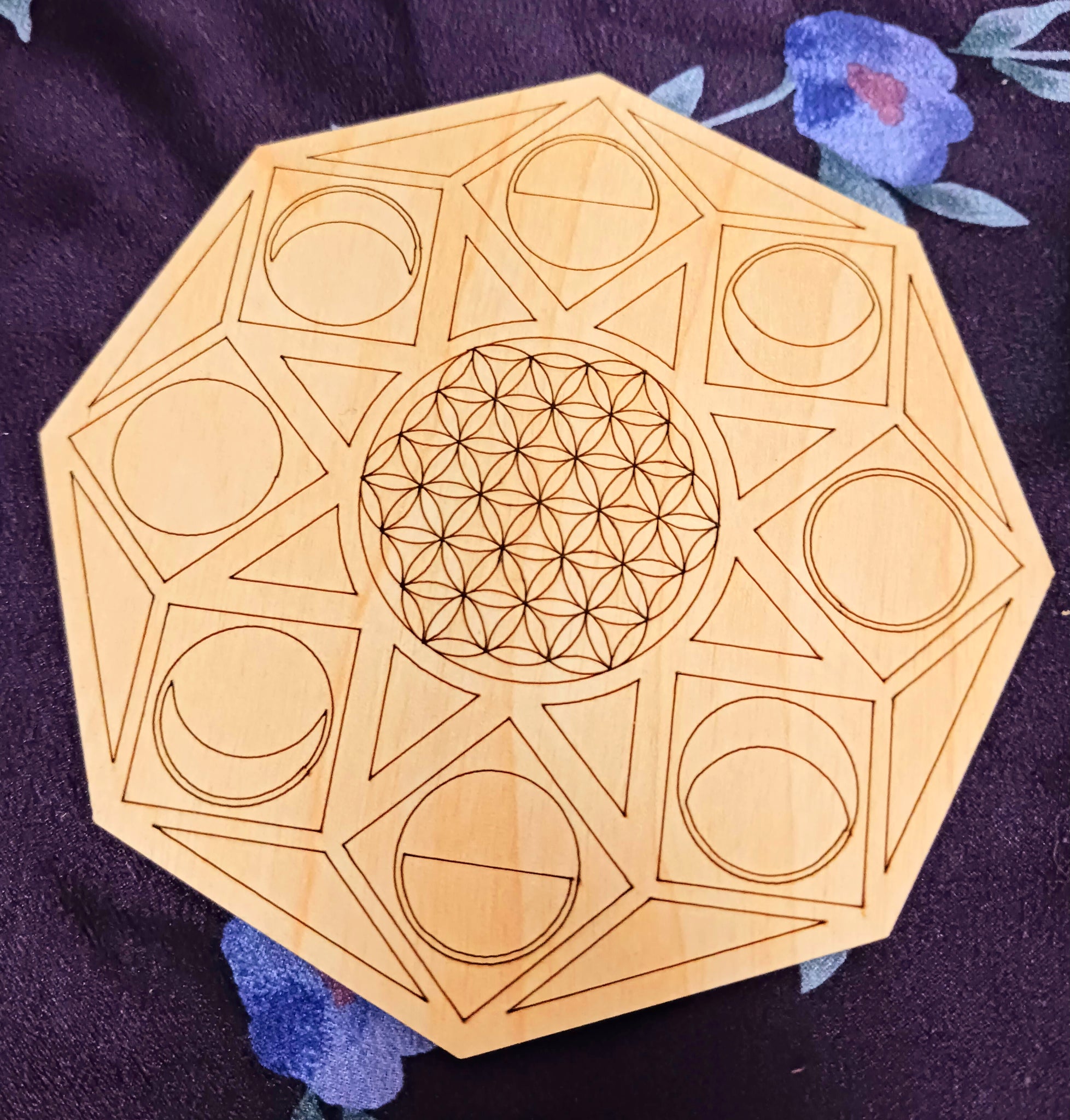 Sacred Geometry Grid Wood Mini 4" diameter