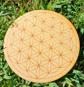 Sacred Geometry Grid Wood Medium 7" diameter Flower of Life