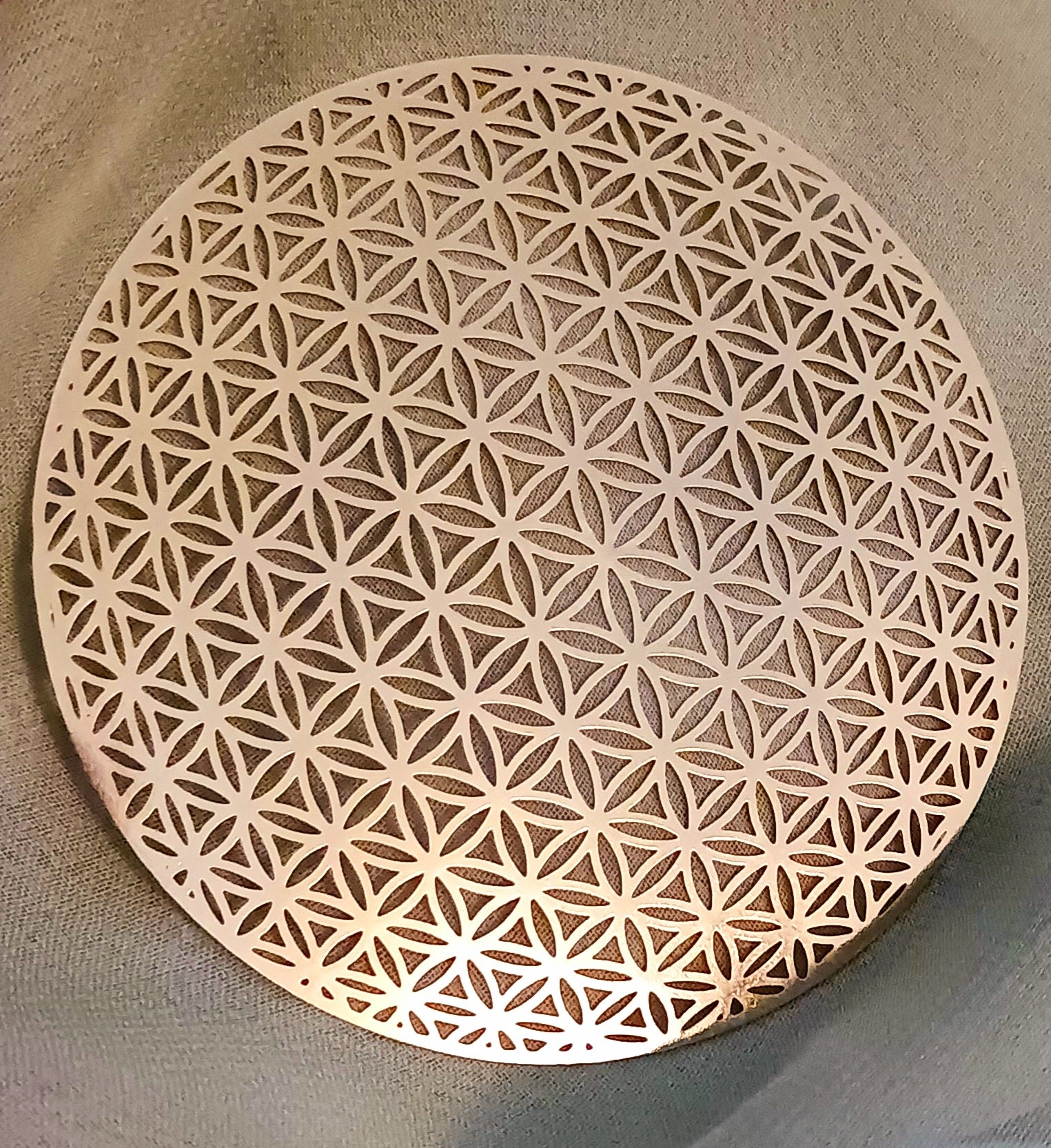 Sacred Geometry Grid Metal Mini 3" diameter Flower of Life mini design