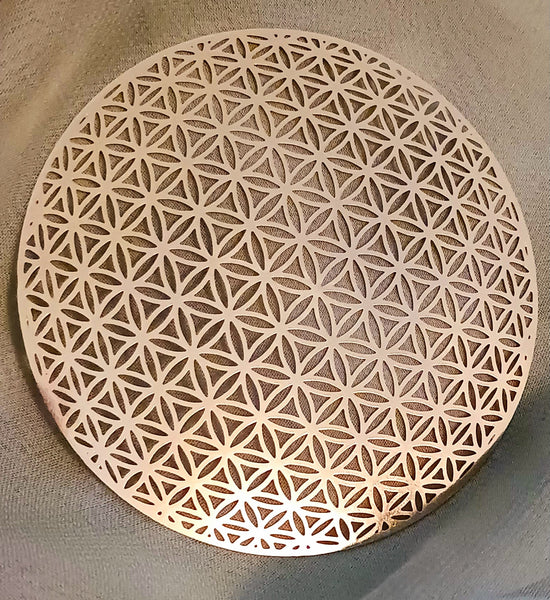 Sacred Geometry Grid Metal Mini 3" diameter Flower of Life mini design