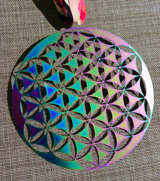 Flower of Life Mobile Sacred Geometry Grid Multicolor Stainless Steel 6"