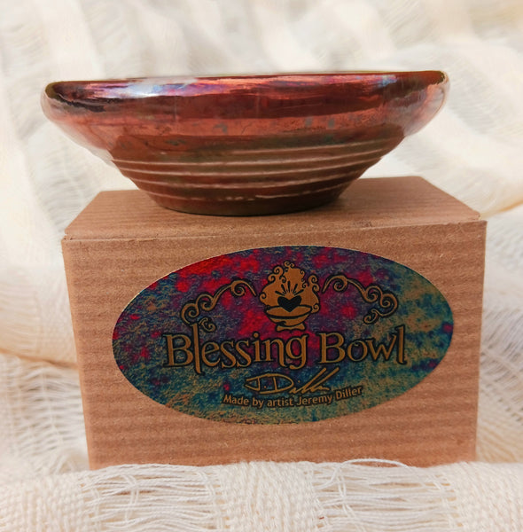 Raku Blessing Bowl Raku Pottery Glazed  3"