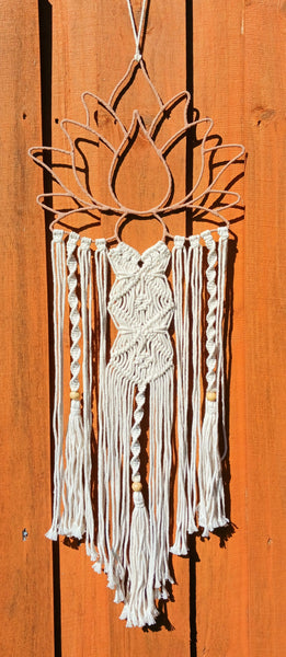 Metal Lotus Wall Hanging with Macrame White Dreamcatcher Home Decor