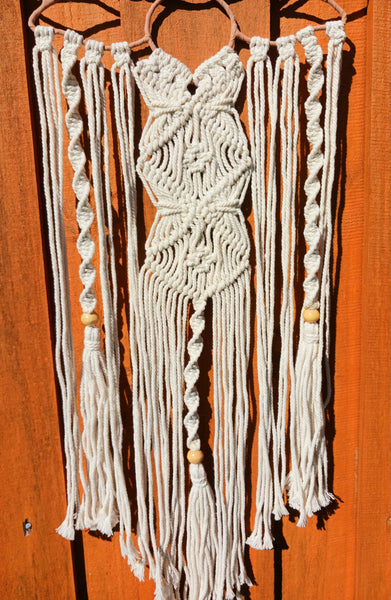 Metal Lotus Wall Hanging with Macrame White Dreamcatcher Home Decor