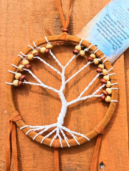 Dreamcatcher Tree of Life Natural with orange feathers