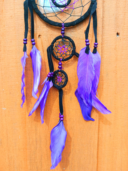 Dreamcatcher Pagan Dreams Woven Black and Purple 4.5"