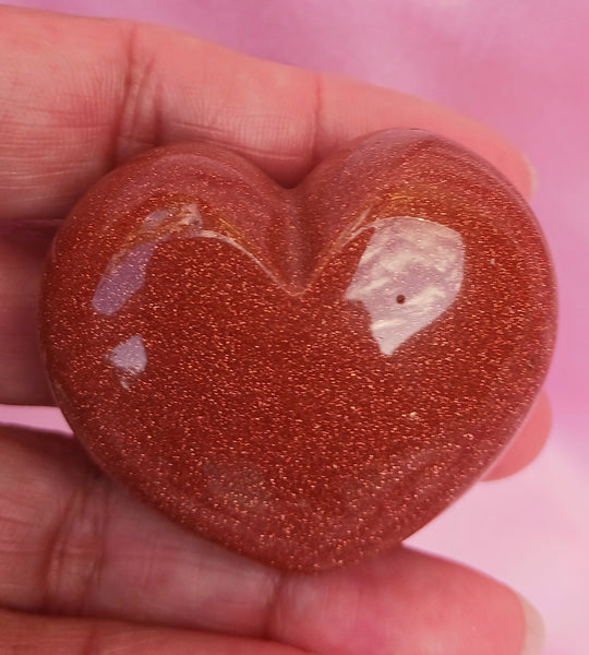 Red Goldstone Puff Heart Stone