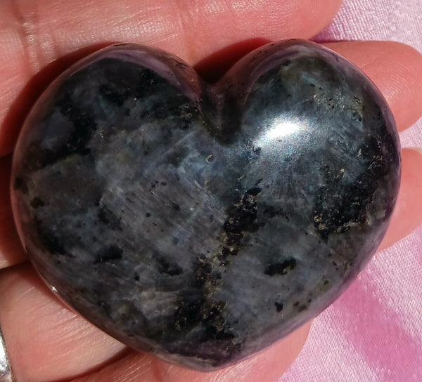 Larvikite Puff Heart Stone