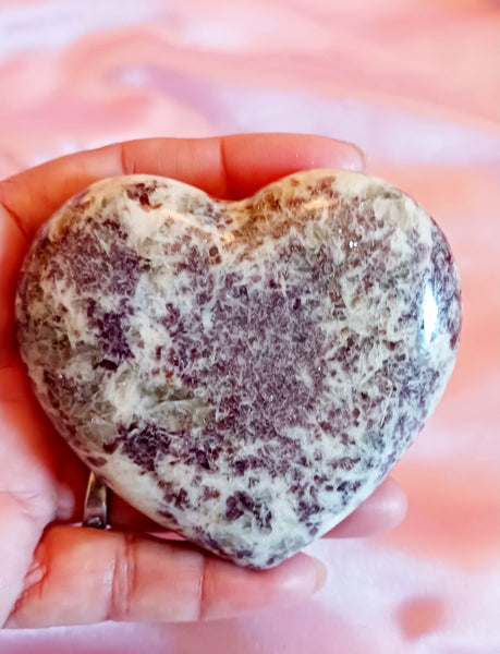 Lepidolite Heart Stone size medium