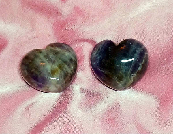 Chevron Amethyst Puff Heart Stone