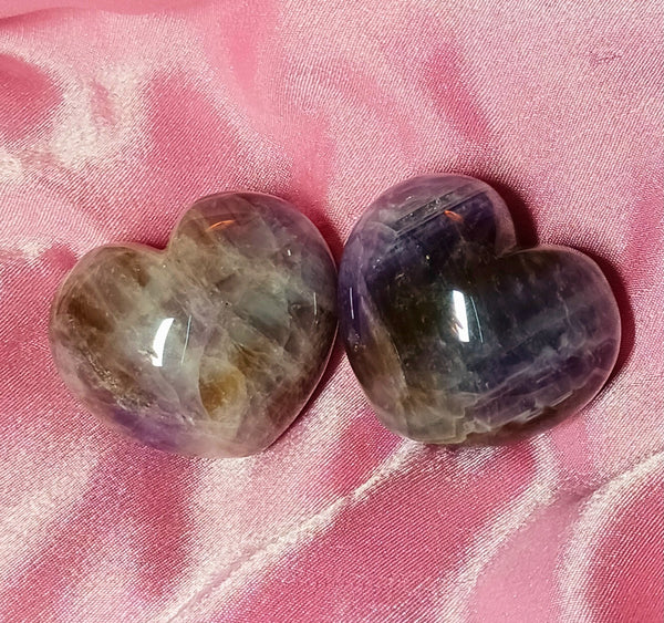 Chevron Amethyst Puff Heart Stone