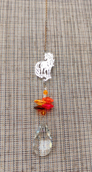 Mini Sun Drop Unicorn with Crystal hanger 10"