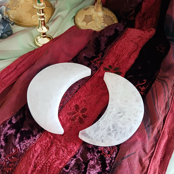 Selenite Crescent Moon Charging Plate 4"