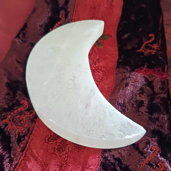 Selenite Crescent Moon Charging Plate 4"