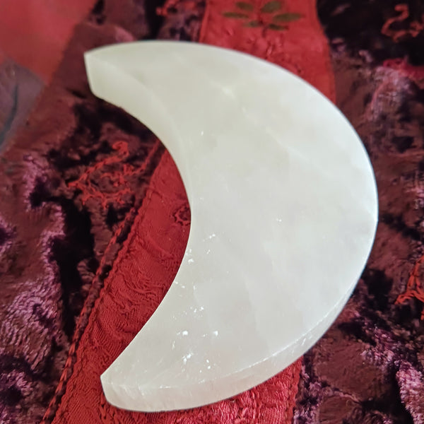 Selenite Crescent Moon Charging Plate 4"