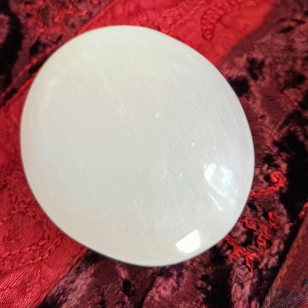 Selenite Oval Crystal Palm Stone