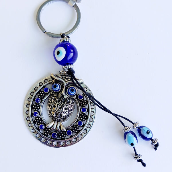 Evil Eye Owl Keychain Protection Amulet Key Holder