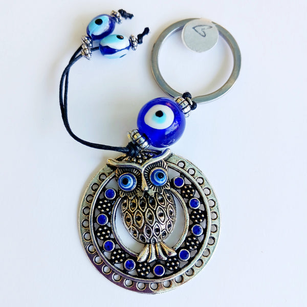 Evil Eye Owl Keychain Protection Amulet Key Holder