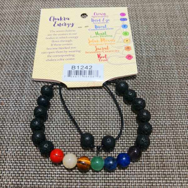 Seven Chakra Energy Gemstone adjustable Bracelet Handcrafted