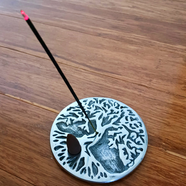 Incense Holder round Tree of Life Cone Burner 4.8"