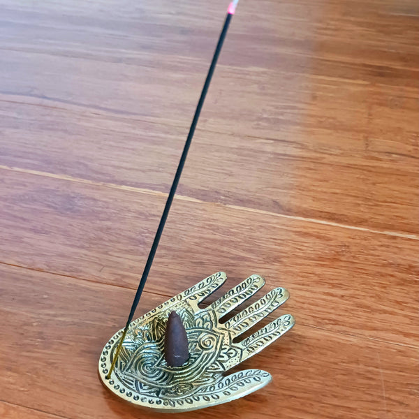 Hamsa hand shape metal Incense Holder Cone Burner