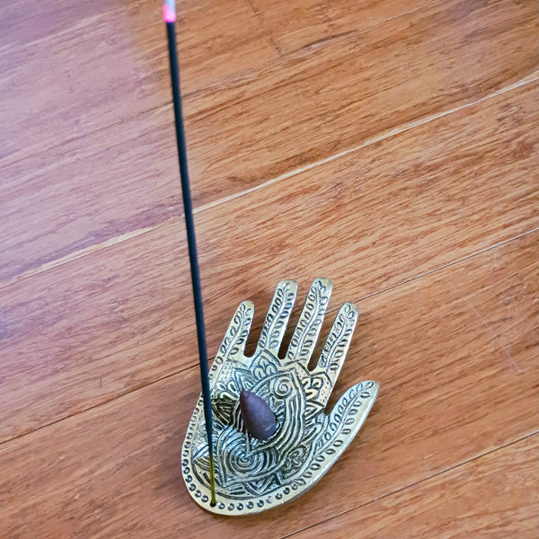 Hamsa hand shape metal Incense Holder Cone Burner