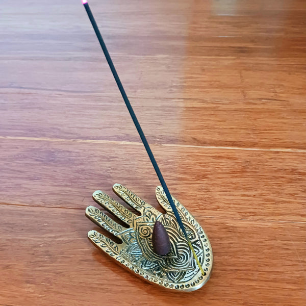 Hamsa hand shape metal Incense Holder Cone Burner