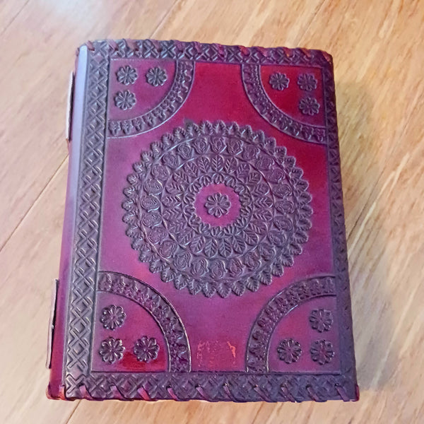 Seven Chakra Stones Leather Journal with recycled paper hand crafted Notebook