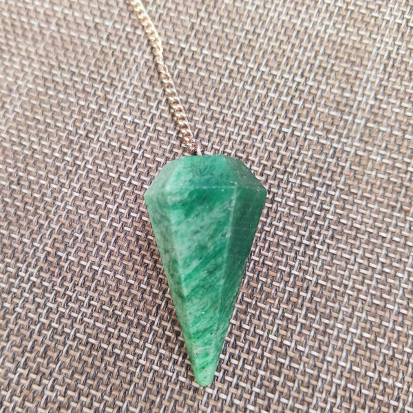 Green Aventurine Hexagonal Crystal Pendulum