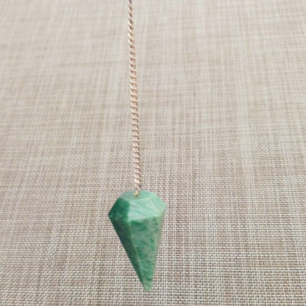 Green Aventurine Hexagonal Crystal Pendulum