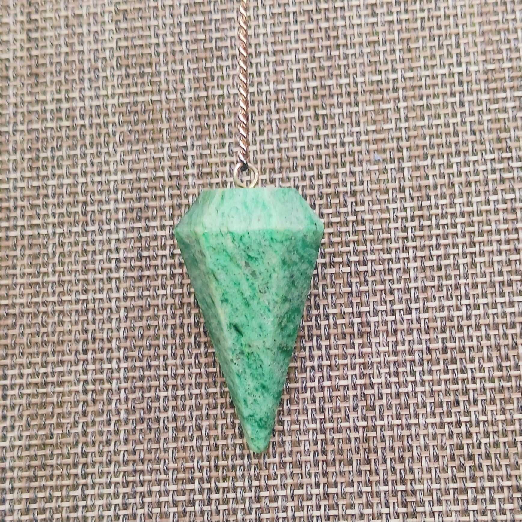 Green Aventurine Hexagonal Crystal Pendulum