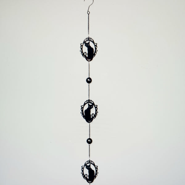 Cat Silhouette Wind Chime Black Home Decor