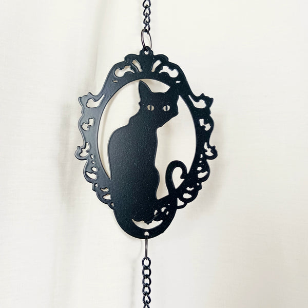 Cat Silhouette Wind Chime Black Home Decor