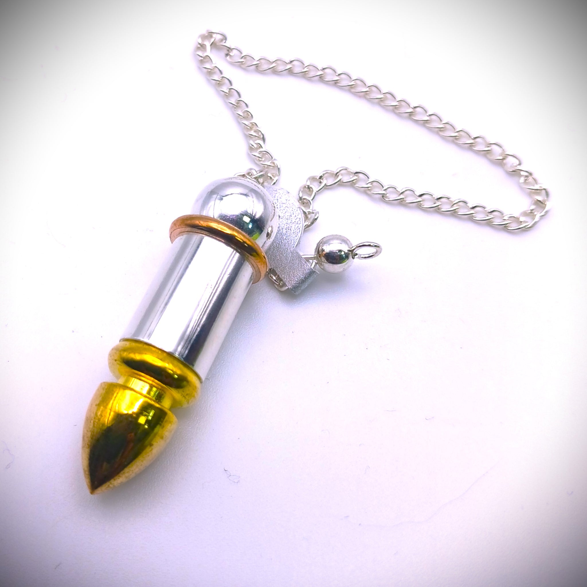 Hidden Chamber Metal Pendulum with Copper and Brass accents Divination Dowsing
