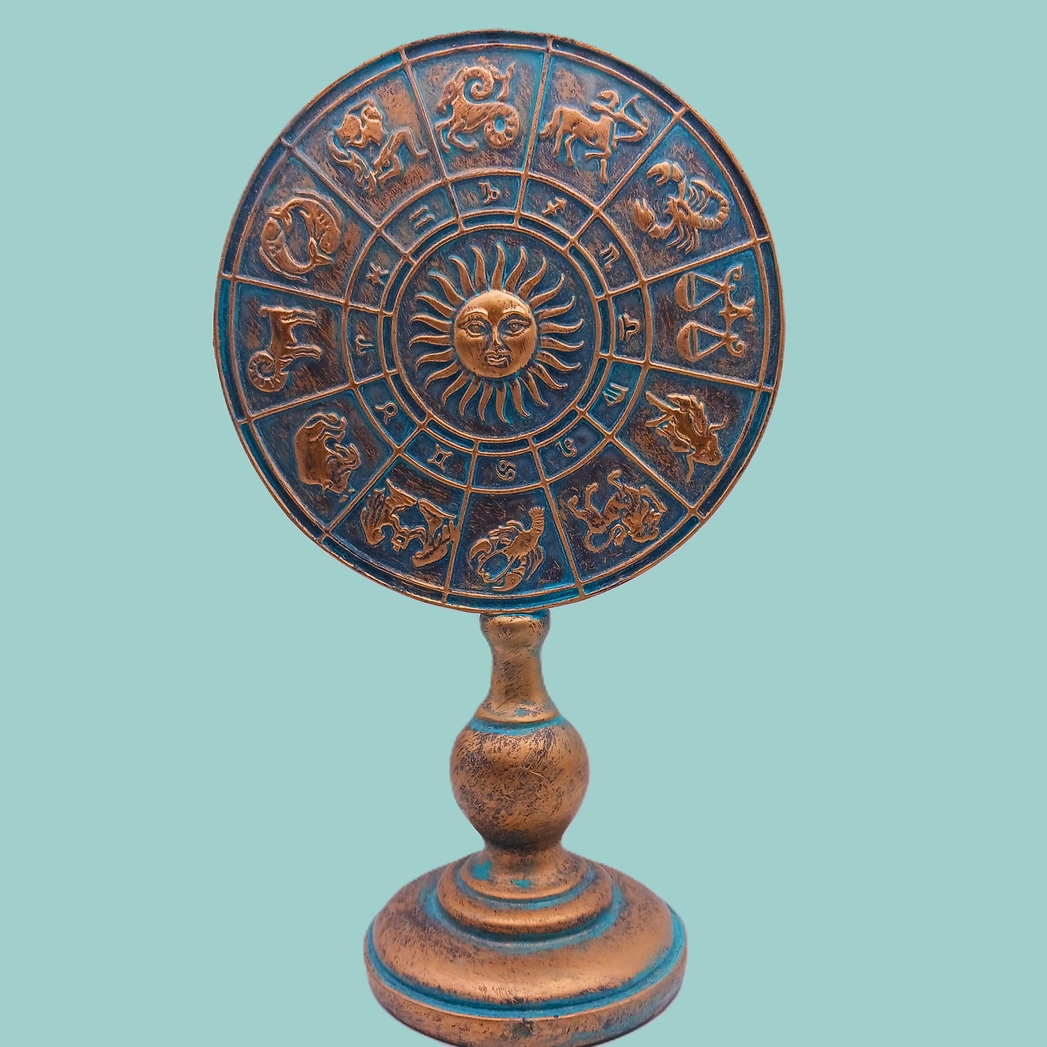 Greek Astrological Horoscopes Zodiac Constellations Sun Moon Plaque Stand Decor