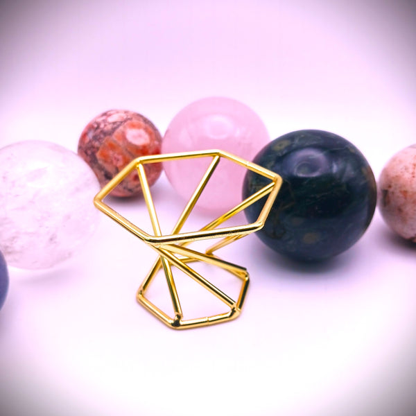 Crystal Sphere holder stand base metal gold plated
