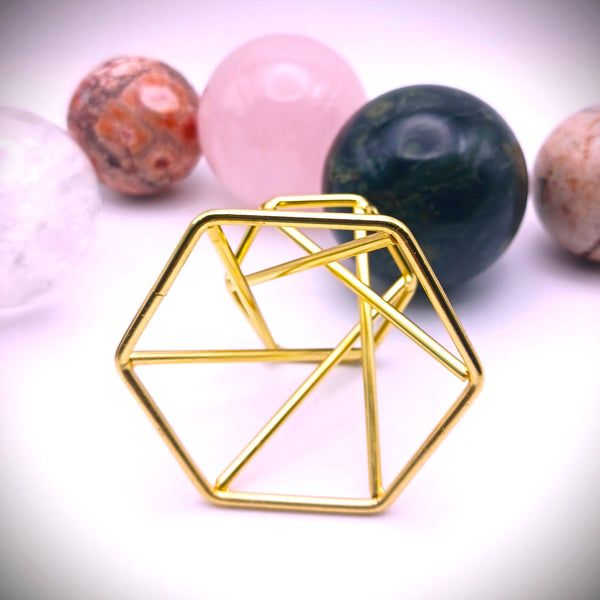 Crystal Sphere holder stand base metal gold plated