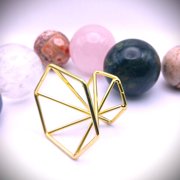 Crystal Sphere holder stand base metal gold plated
