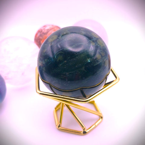 Crystal Sphere holder stand base metal gold plated