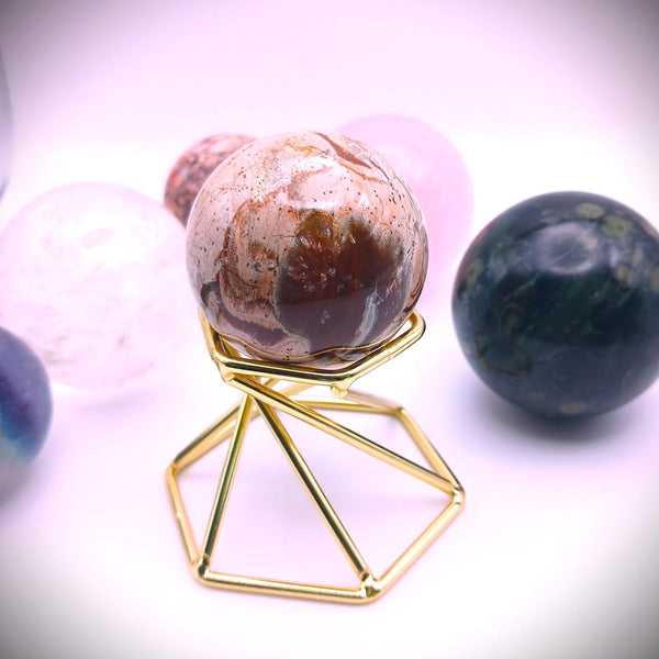 Crystal Sphere holder stand base metal gold plated
