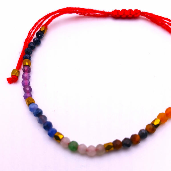 Seven Chakra delicate adjustable bracelet