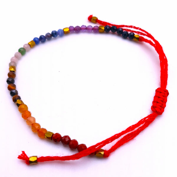 Seven Chakra delicate adjustable bracelet