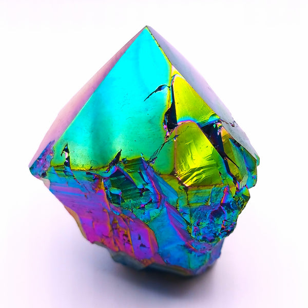 Rainbow Aura Quartz Crystal Rough Point