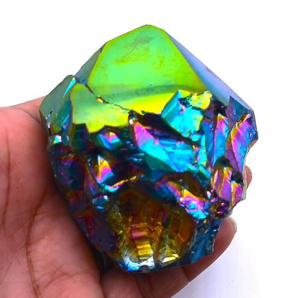 Rainbow Aura Quartz Crystal Rough Point