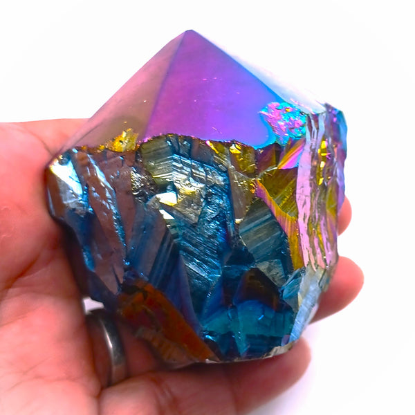 Rainbow Aura Quartz Crystal Rough Point