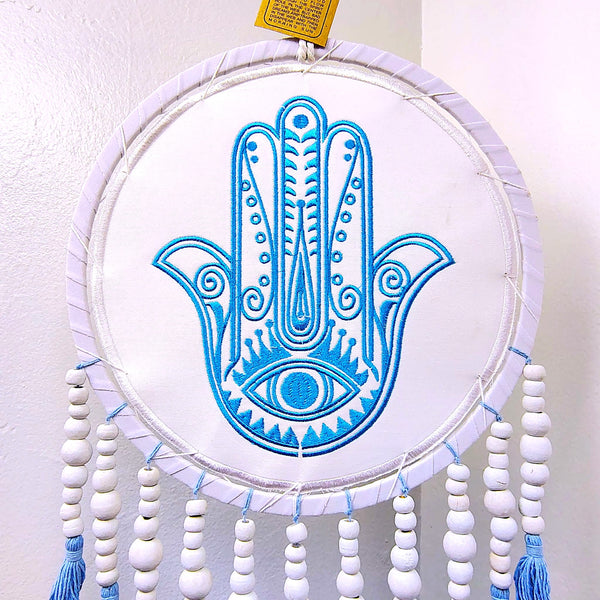 Dreamcatcher Blue Fatima Hand Embroidered Fringe Wall Decor