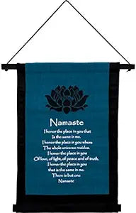 Namaste Inspirational Small Cotton Banner - Namaste - Blue