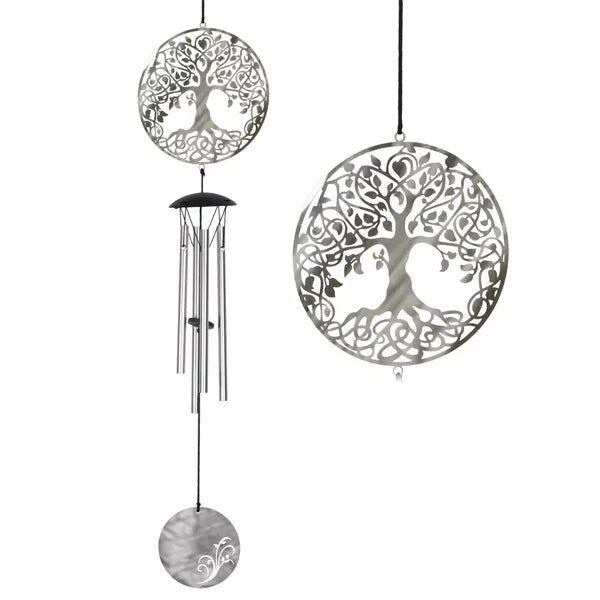 Woodstock Flourish Chime Tree of Life Silver Wind Chime 18"